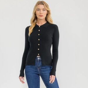 ✨Black Ribbed Blouse-Cardigan ✨